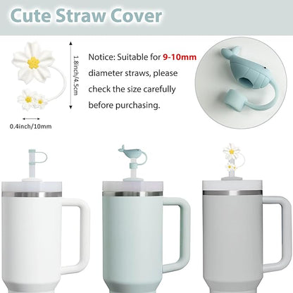 Stanley Cup Accessories Set Including 6 Pcs Silicone Spill Proof Stopper, 2 Pcs Straw Cover Cap for 9-10 mm Straws, 1 Pcs Silicone Boot for Stanley Cup 40oz & 30oz Tumbler(Mist)