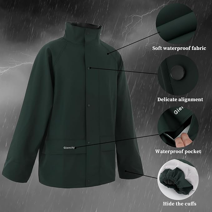 Rain Suit For Men & Women Waterproof Heavy Duty Rain Gear Reflective Jacket for Fishing Outdoor Work Raincoats