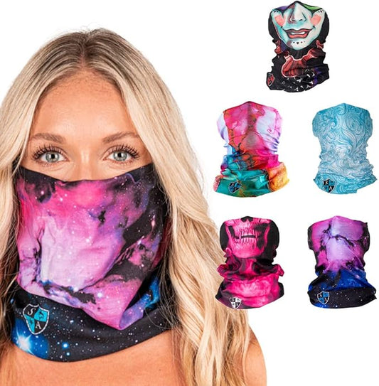 S A Company 5-Pack UV Face Shield | UV 30+ Multipurpose Neck Gaiter Balaclava for Adults