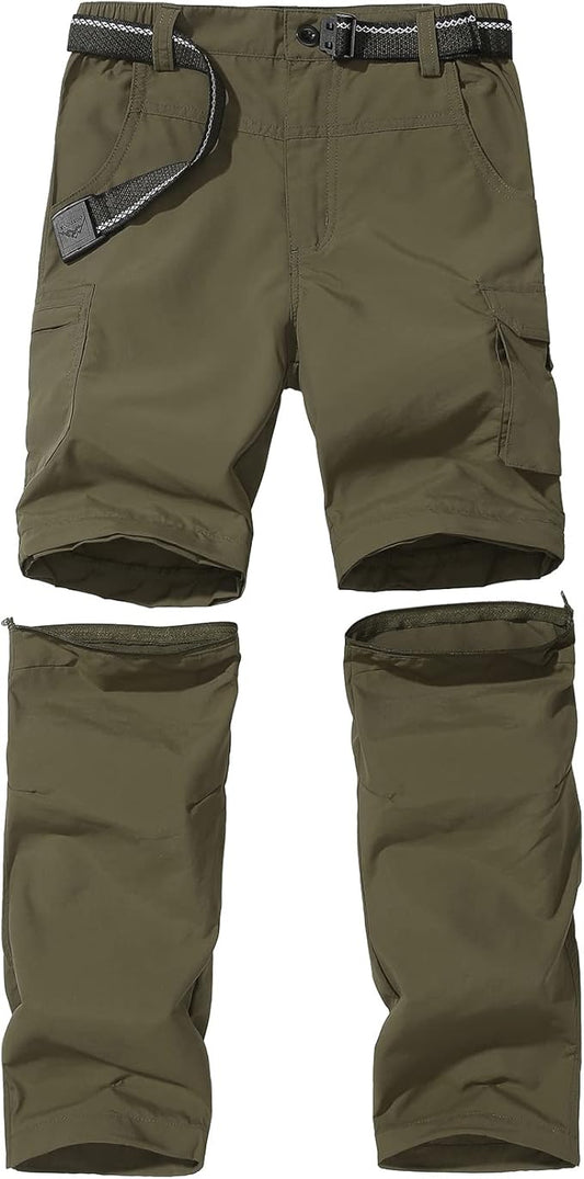 JOMLUN Boy’s Scout Pants Convertible Hiking Quick Dry Zip Off Pants Outdoor Climbing Casual Trouser Kids Youth Cargo Pants