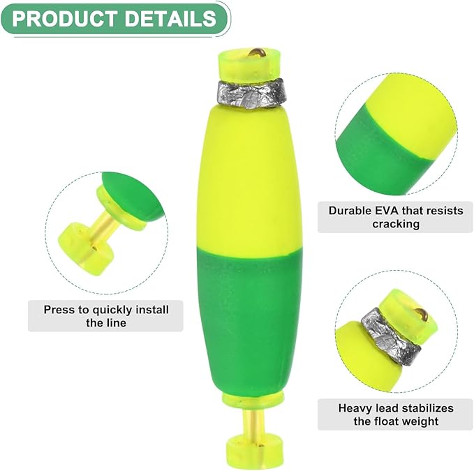 Fishing Bobbers Floats, EVA Foam Weighted Bobbers for Crappie/Bluegill/Trout Bass/Catfish, Clip-on Floats Slip Corks