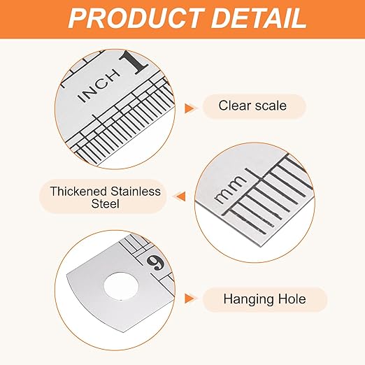 HARFINGTON 12 Pcs Steel Ruler 6" x3/4" Machinist Metal Ruler Carbon Steel Metric Straight Edge Measuring Tools 0.3mm Thick for Engineering Architect Drawing Home Office