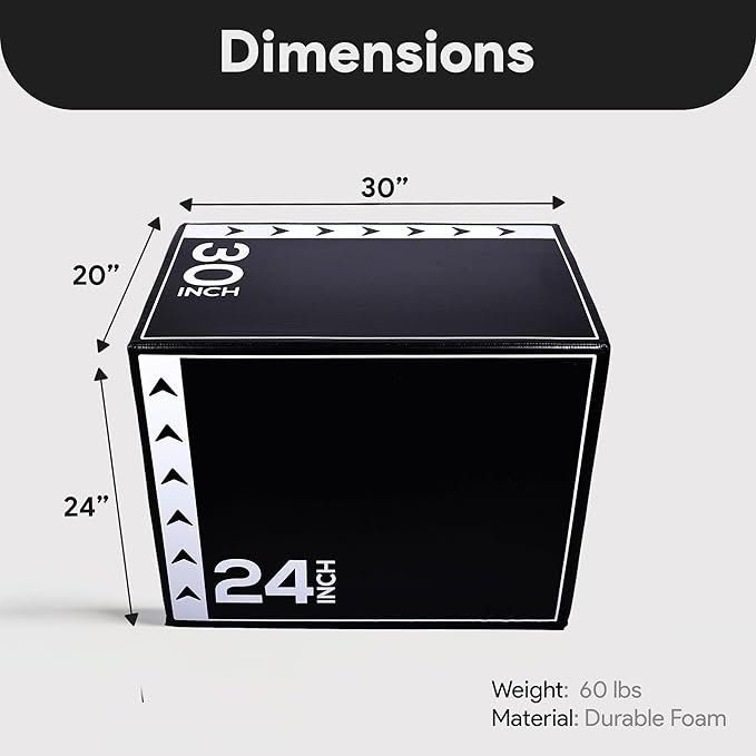 BalanceFrom 3-in-1 Foam Plyometric Jump Box for Home Gym with Multiple Height Options – Versatile Plyo with Non-Slip Surface for Strength, HIIT, Step-Ups, and Agility Training