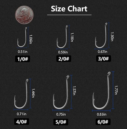 Dyxssm 200pcs/lot Octopus Fishing Hooks Offset Circle Fishing Hook Black High Carbon Steel Strong Barbed Fish Hooks for Freshwater Saltwater