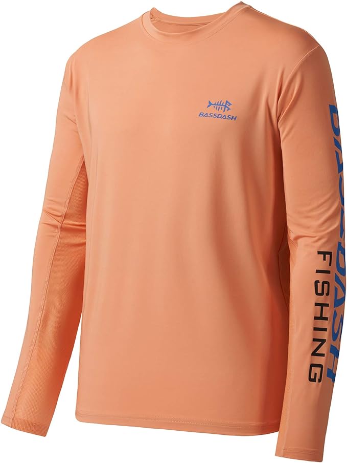 BASSDASH Fishing T Shirts for Men UV Sun Protection UPF 50+ Long Sleeve Tee T-Shirt
