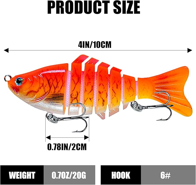 Multi Jointed Swimbait Saltwater Fishing Lures with Sharp Treble Hooks, Bass Fishing Lures Walleye Trout, Lifelike Slow Sinking Fish Bait Lures Kit Freshwater