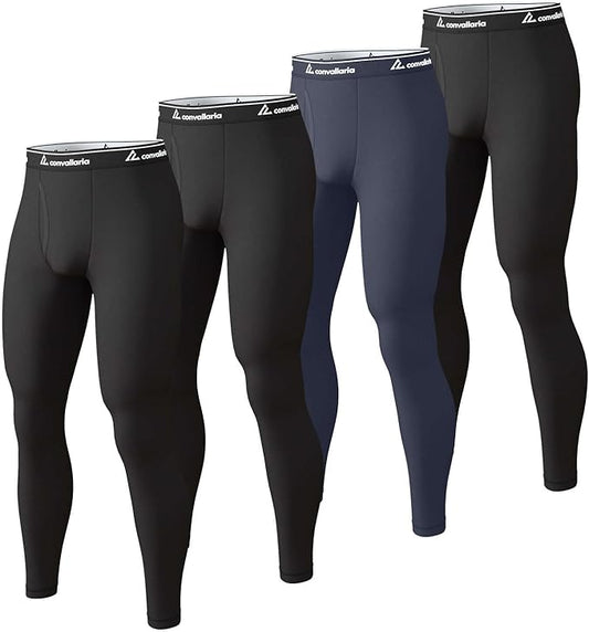 Men's Thermal Pants Fleece Lined Long Johns Compression Bottom Athletic Base Layer Cold Weather Gear 1 2 4 Pcs