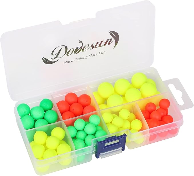Dovesun 220/104/80/54/42/52pcs Fly Fishing Floats Bobbers Foam Pompano Rigs Surf Fishing Rig Floats Bright Color Round, Bullet, Cylindrical, Spin, Pill with Tackle Box