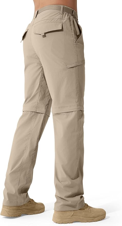 FREE SOLDIER Men's Outdoor Convertible Hiking Pants with Belt Lightweight Quick Dry Tactical Cargo Pants Nylon Spandex