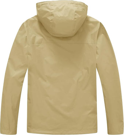 TBMPOY Men's Lightweight Rain Jackets Waterproof Raincoat with Hood Running Cycling Hiking Outdoor Windbreaker