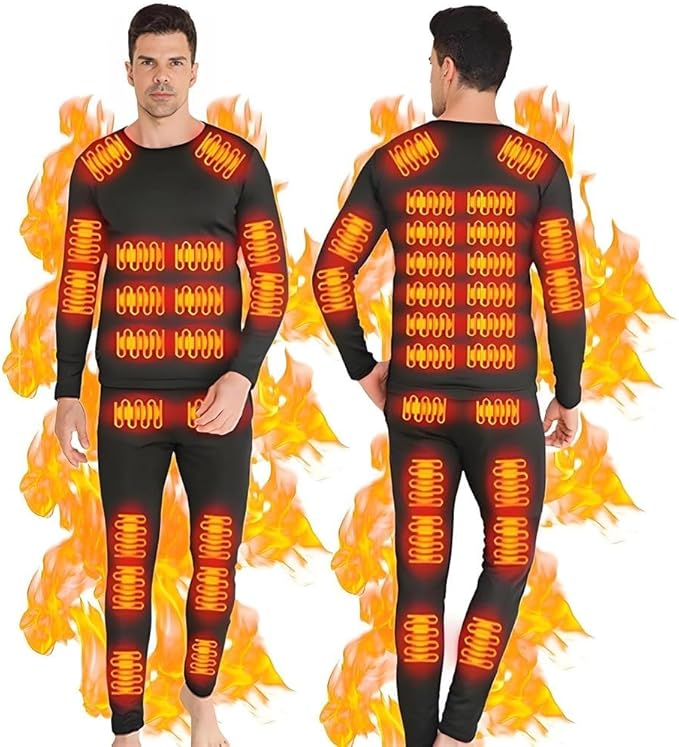 Heated Thermal Underwear for Men Women USB 42 Zone Intelligent Heated Thermals top and Heated Pants Set & XS-4XL