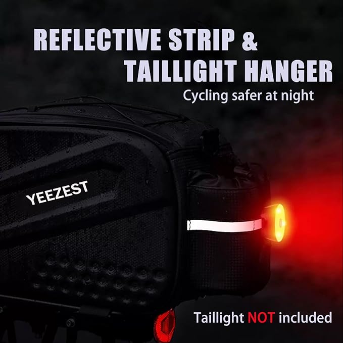 Bike Bag for Bicycle Rear Rack – 10L Hard Shell Waterproof Bike E-Bike Rack Bag with Shoulder Strap & Reflective Stripfor Cycling, Commuting, Outdoor Travel