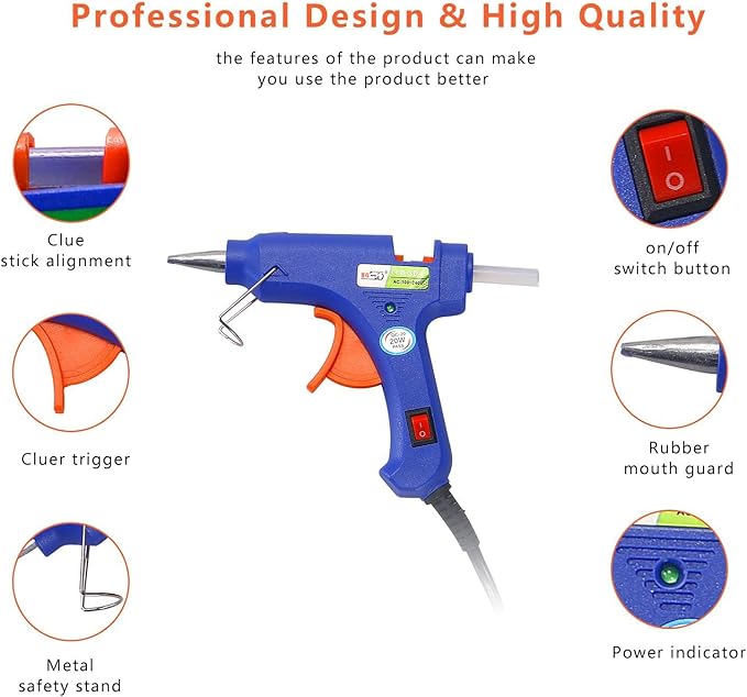 Glue Gun and Sticks Set, Hot Melt Glue Gun Mini for Crafts with 20 Pcs Glue Sticks, Small Hot Glue Guns with Hardshell Carrying Case for School DIY Arts, Craft