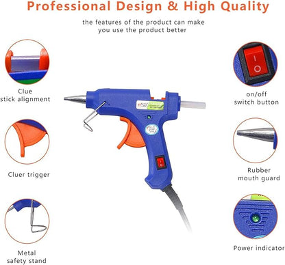 Glue Gun and Sticks Set, Hot Melt Glue Gun Mini for Crafts with 20 Pcs Glue Sticks, Small Hot Glue Guns with Hardshell Carrying Case for School DIY Arts, Craft