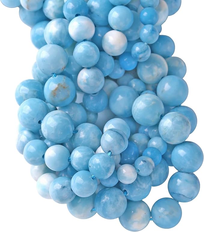 8MM 45PCS Natural Blue Larimar Gemstone Crystal Beads for Jewelry Making DIY Bracelet