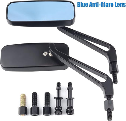 Motorcycle Rectangle Rearview Side Mirrors for Harley Softail Sportster Honda Yamaha Cruiser Chopper Bobber