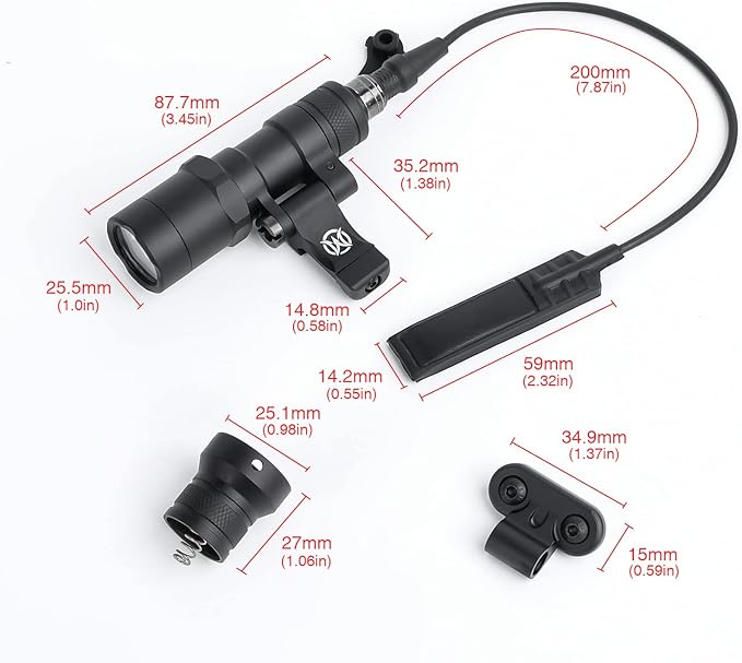 NOBUHIRO M300B 520 Lumens Tactical Flashlight, with Replaceable Mounting Rotating Base, Suitable for 20mm Picatinny & Mlok/Keymod Rail, Include with Remote Pressure & Push Button Switch (M300B)