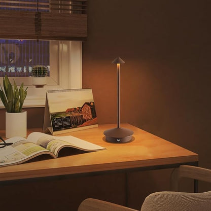 Cordless Table Lamp Set of 2, Rechargeable Portable LED Bedside Touch Lamp 6000mAh Battery Operated, 3 Color Stepless Dimming up, Wireless Battery Lamp for Dining/Outdoor/Bar/Patio/Party (Brown)