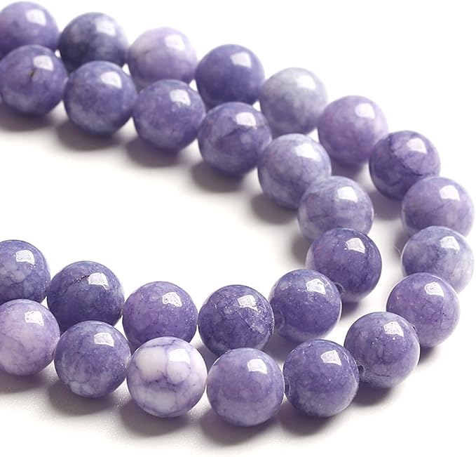10MM 38PCS Lavender Purple Chalcedony Stone Loose Beads for Jewelry Making DIY Bracelet Necklace