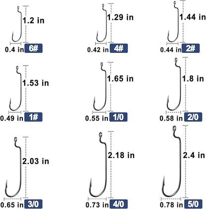 EWG Hooks for Bass Fishing,50Pcs/100Pcs Texas Carolina Rig Hooks Worm Hook Weedless/Inline for Soft Plastic Baits Saltwater