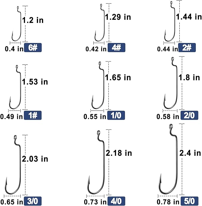 EWG Hooks for Bass Fishing,50Pcs/100Pcs Texas Carolina Rig Hooks Worm Hook Weedless/Inline for Soft Plastic Baits Saltwater
