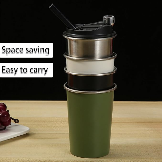 Portable Stainless Steel Coffee Cup with Ceramic Bowl & High-Temperature Silicone, Stainless Steel Water Mug Fashion Design For Concealed Gathering (Black)