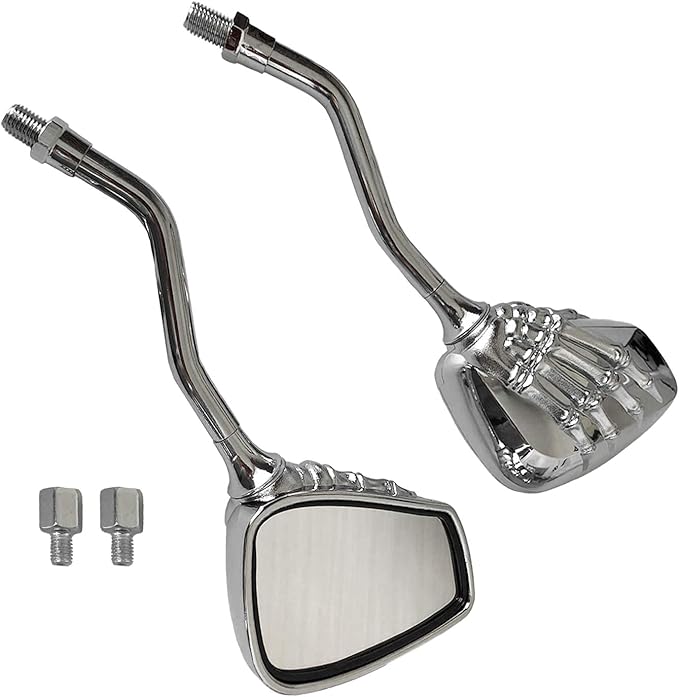 Universal Bicycle Mirror Bike Rear View Mirror 8mm 10mm Skull Hand Style Also for Motorcycle Rear View Mirrors silver