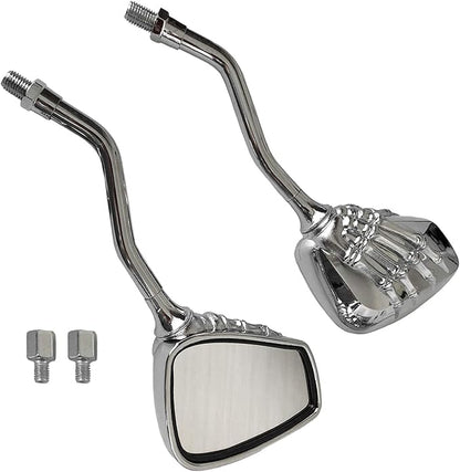 Universal Bicycle Mirror Bike Rear View Mirror 8mm 10mm Skull Hand Style Also for Motorcycle Rear View Mirrors silver