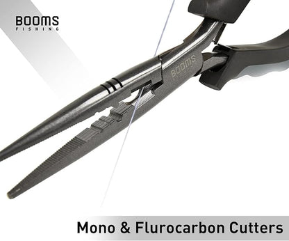 Booms Fishing F03 Needle Nose Fishing Pliers, 9" Fisherman's Pliers, Long Nose Hook Remover, Saltwater Resistant Fishing Gear, Gray