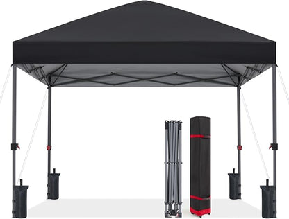ABCCANOPY Pop Up Canopy - 10x10 Outdoor Patio Portable Canopy Tent Heavy Duty for Backyard and Deck with 4 Sandbags(Dark Black, 10x10)