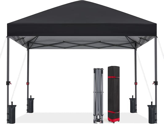 ABCCANOPY Pop Up Canopy - 10x10 Outdoor Patio Portable Canopy Tent Heavy Duty for Backyard and Deck with 4 Sandbags(Dark Black, 10x10)