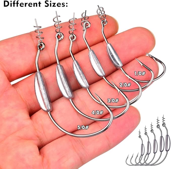 Fishing Hooks for Bass Fishing - 100pcs EWG Offset Worm Hook Texas Rig Hooks for Freshwater Saltwater Size 1/0 2/0 3/0 4/0 5/0 - Soft Lures Worms Plastics Bait Fishing Hook with Tackle Box