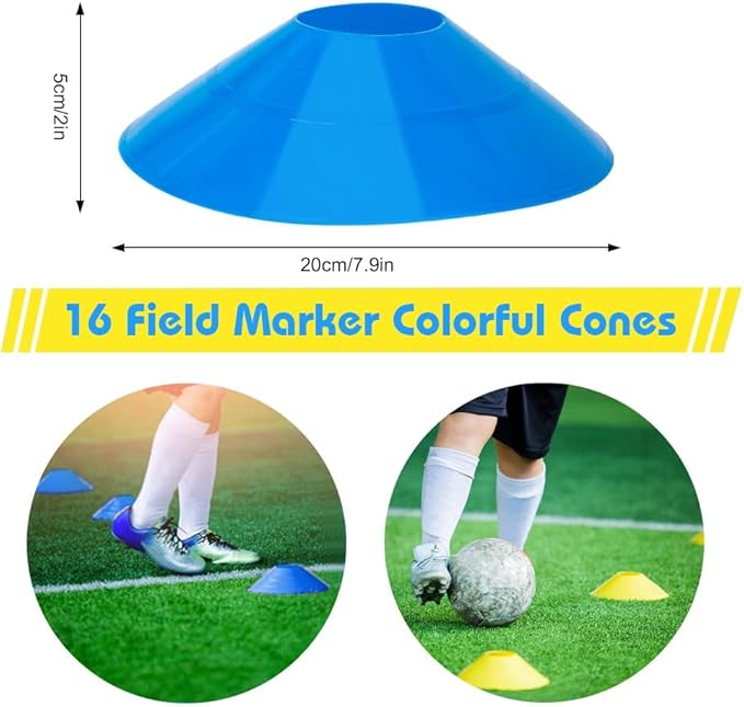Soccer Speed Agility Training Set - 20FT Agility Ladder 12/16 Sports Cones and Soccer Kick Trainer Football Training Equipment Footwork Drills for Youth and Adults