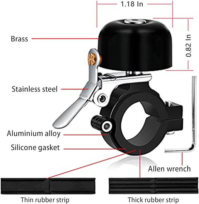 Greallthy Bike Bell Classic Brass Bicycle Bell,Bike Bells for Adults Kids, Loud Retro Bell for Road & Mountain Bikes, Universal Handlebar Fit.