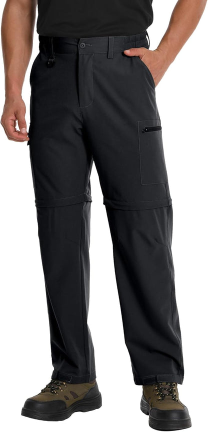 Mens Hiking Pants Convertible Quick Dry Zip Off Tactical Cargo Pants Water Resistant Lightweight Outdoor Pants with 6 Pockets