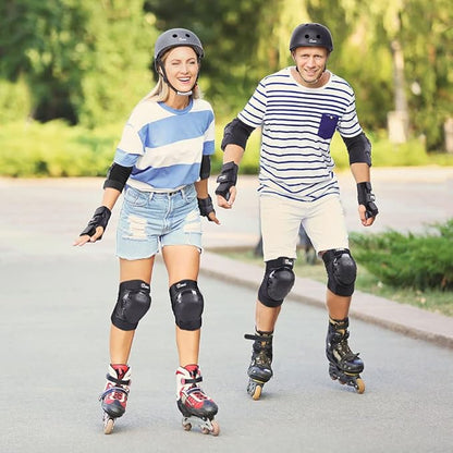 JBM Skating Protective Gear Adult Skateboard Helmet Knee and Elbow Pads with Wrist Guards for Inline Roller Skating, Skateboarding, Scootering