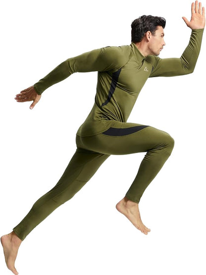 CL convallaria Mens Thermal Underwear Set with Fly Long Johns Base Layer Winter Hunting Gear Sport Top and Bottom