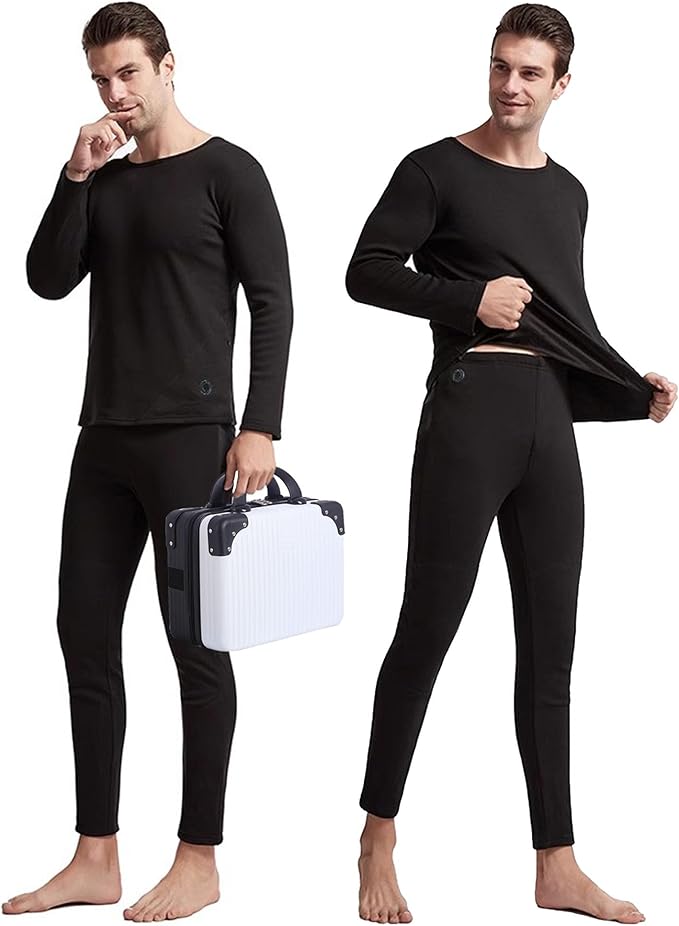 Men's Heated Thermal Underwear Set 16 Heating Zones USB Charge Winter Outdoor Sports Heated thermals top and bottom set