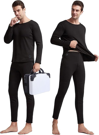 Men's Heated Thermal Underwear Set 16 Heating Zones USB Charge Winter Outdoor Sports Heated thermals top and bottom set