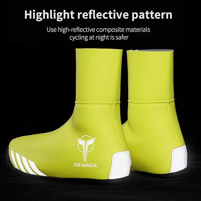 GEWAGE Cycling Shoe Covers Winter Thermal Warm Cycling Overshoes Water Resistant Windproof Bike Bicycle Shoe Covers for Man Woman (Yellow, XX-Large)