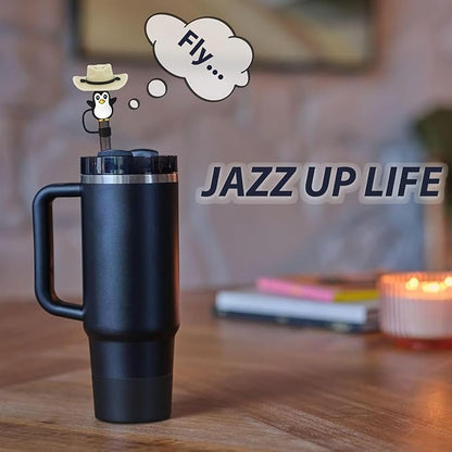 Stanley Cup Accessories Set: Silicone Spill Proof Stopper, Straw Cover Cap, Silicone Boot for 40oz & 30oz Tumbler (BLACK)