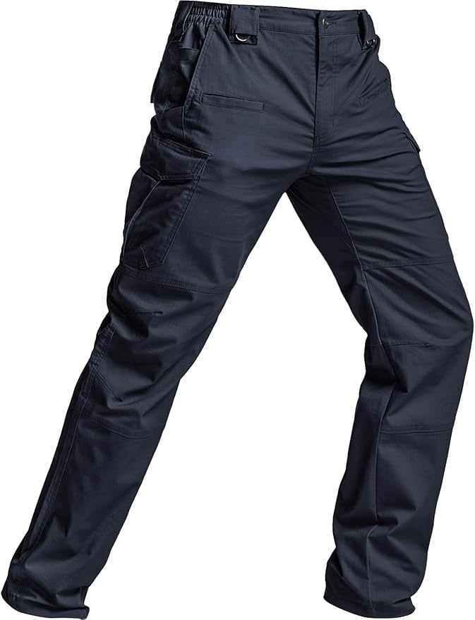 CQR Men's Flex Stretch Tactical Pants, Water Resistant Ripstop Cargo Pants, Lightweight EDC Outdoor Work Hiking Pants