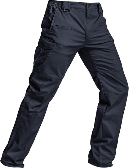 CQR Men's Flex Stretch Tactical Pants, Water Resistant Ripstop Cargo Pants, Lightweight EDC Outdoor Work Hiking Pants