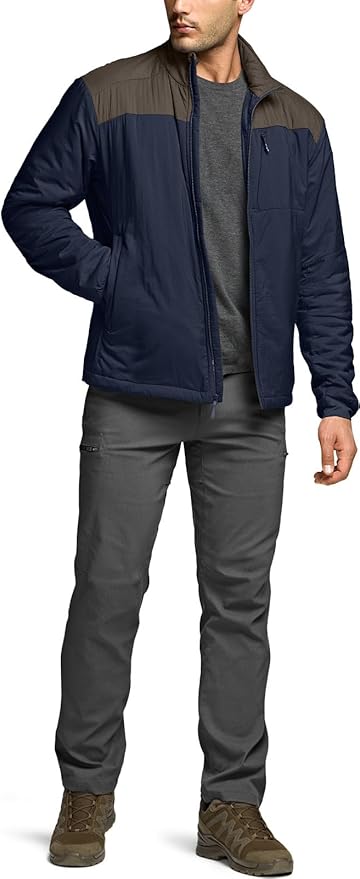 CQR Men's Lightweight Insulated Jacket, Windproof Packable Water Resistant Warm Active Coat for Hiking Work Outdoor Tactical