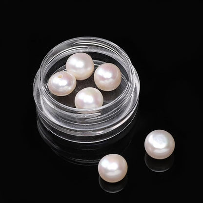 Natural Half Drilled Pearl Beads White 8-8.5mm 6pcs AAA Freshwater Cultured Loose Gemstone Beads for DIY Stud Earring Jewelry Making