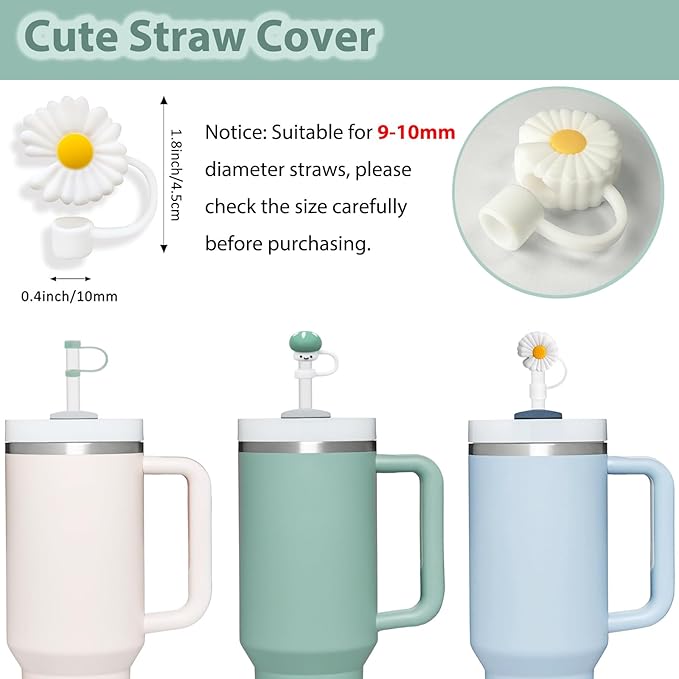 Stanley Silicone Accessories Set: 6 Pcs Spill-Proof Stopper, 2 Straw Covers, 1 Silicone Boot for 40oz & 30oz Tumbler (Eucalyptus)