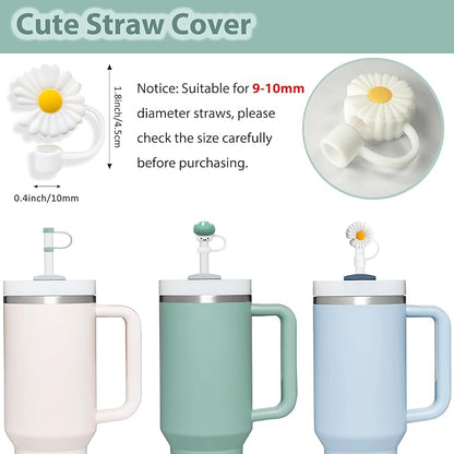 Stanley Silicone Accessories Set: 6 Pcs Spill-Proof Stopper, 2 Straw Covers, 1 Silicone Boot for 40oz & 30oz Tumbler (Eucalyptus)