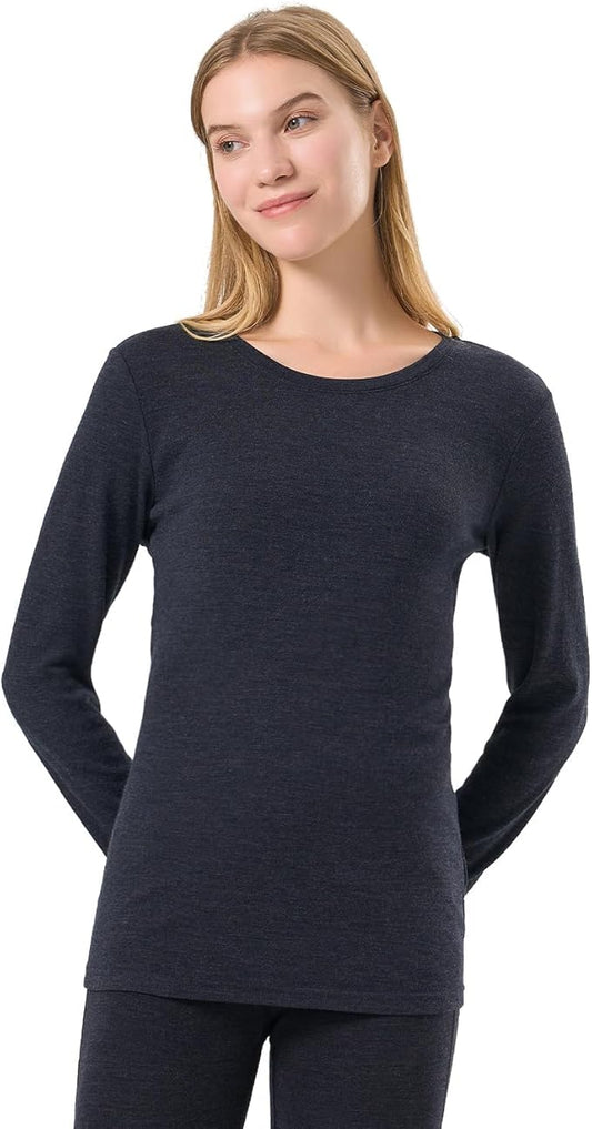 Merino Protect 100% Merino Wool Base Layer Women Thermals Underwear Lightweight Soft Long Sleeve Shirt for Hiking Skiing
