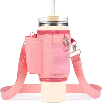 All Day Quencher Carry All for Stanley 40/30 oz Tumbler, Crossbody Bag with Phone Holder & Strap, Water Bottle Carrier Bag