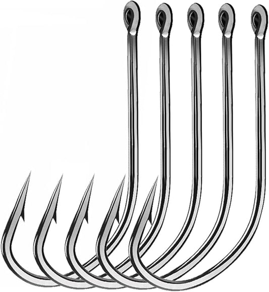 AMHDV 200pcs Forged Long Shanked Fishing Hooks for Saltwater Freshwater, Long Shank Octopus Fish Hook